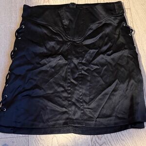 Zara Black Mini Skirt with Lace-Up Detail